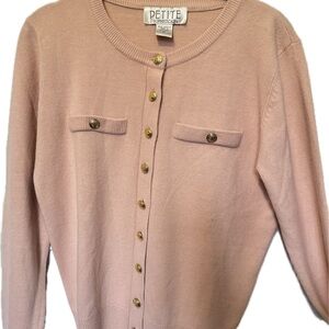 Petite Sophisticate Blush Cardigan with Gold Buttons